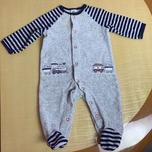 little me 3 months baby toddler velvet cotton Bodysuit train snaps *stain